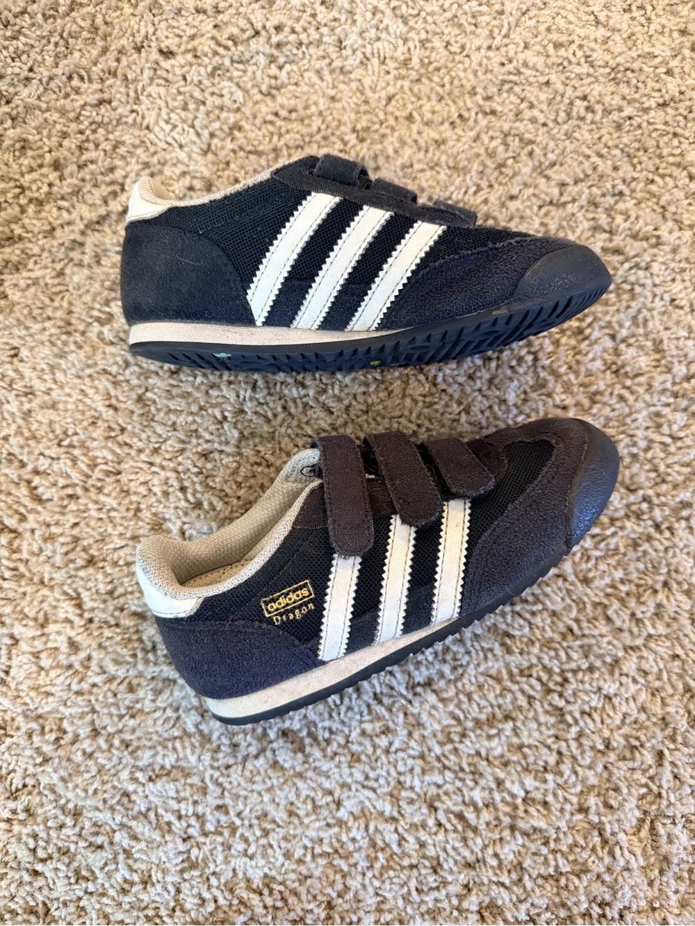 Adidas Kids Black & White Velcro Retro Sneakers